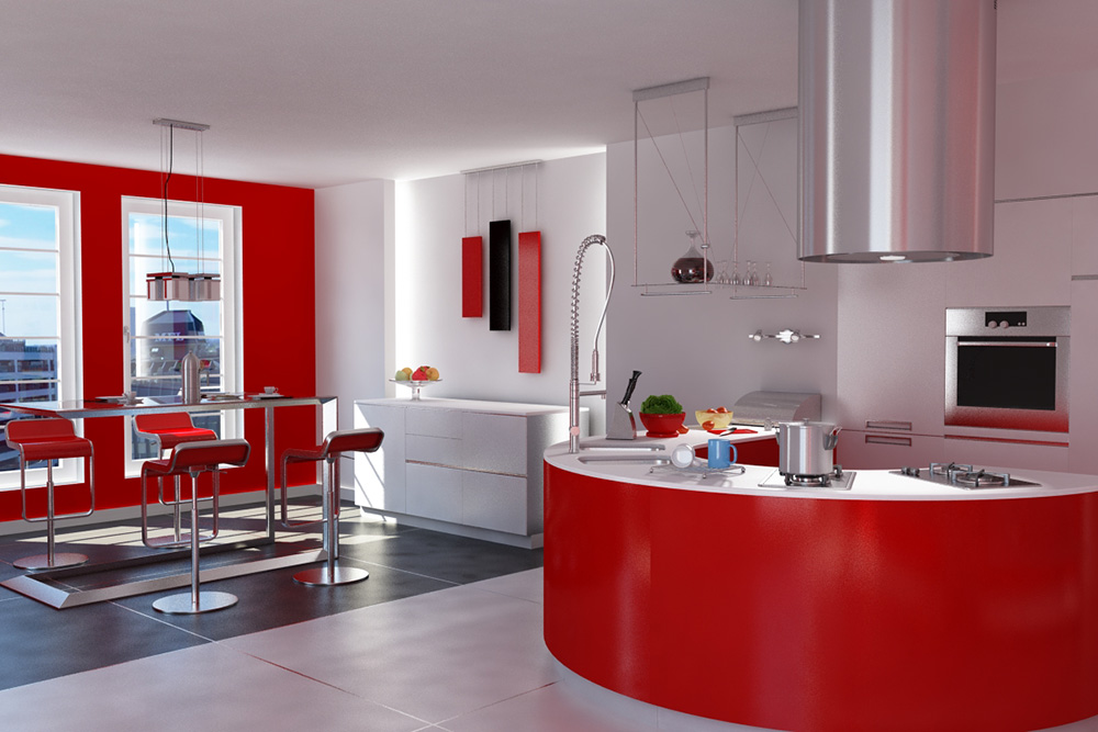 C4D工程-现代餐厅场景渲染Vray工程厨房场景模型