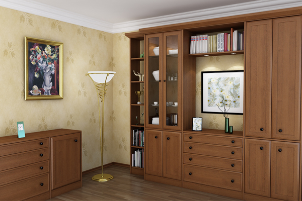 C4D工程-Vray书房室内场景渲染工程书柜模型柜子模型