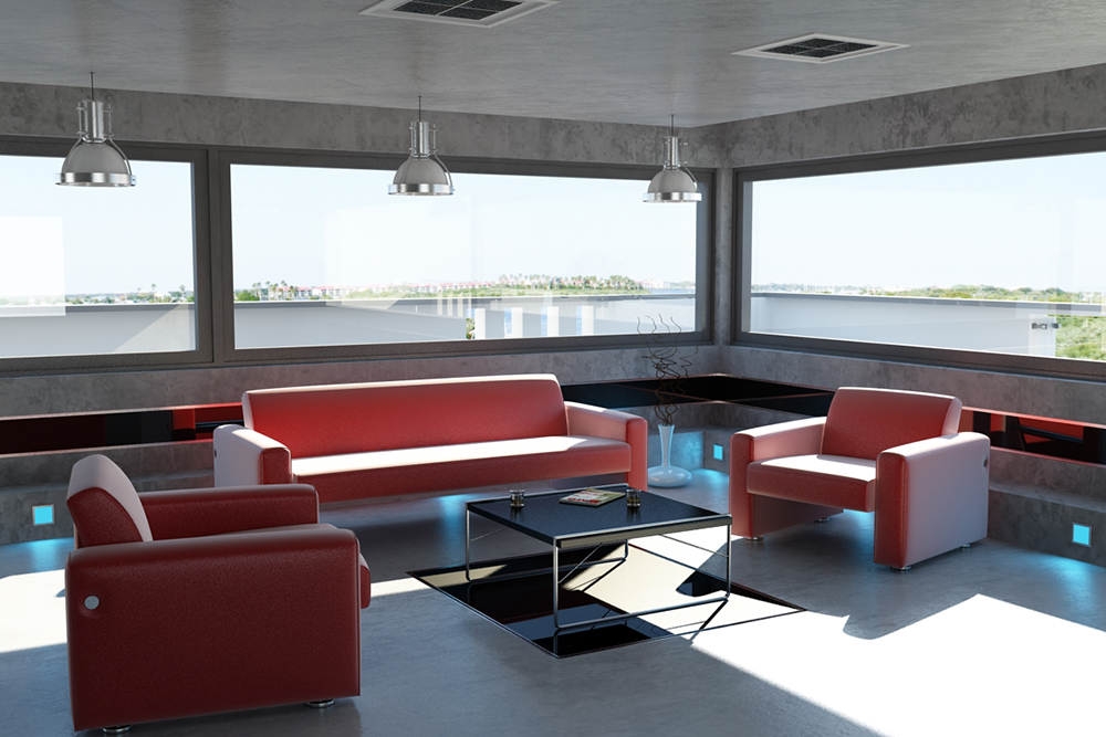 C4D工程-Vray沙发会客厅场景渲染工程沙发模型茶几模型