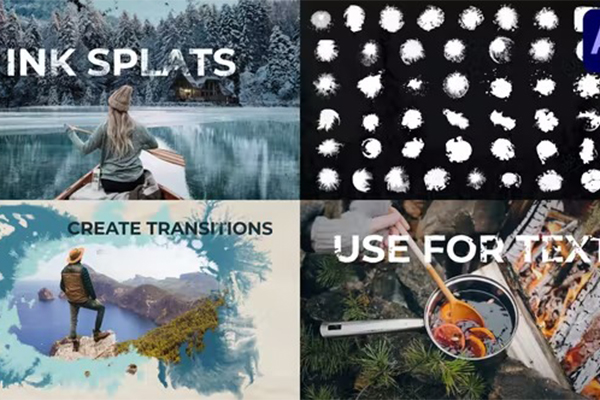 AE模型-50种中国风水墨遮罩转场动画模板 Ink Splats