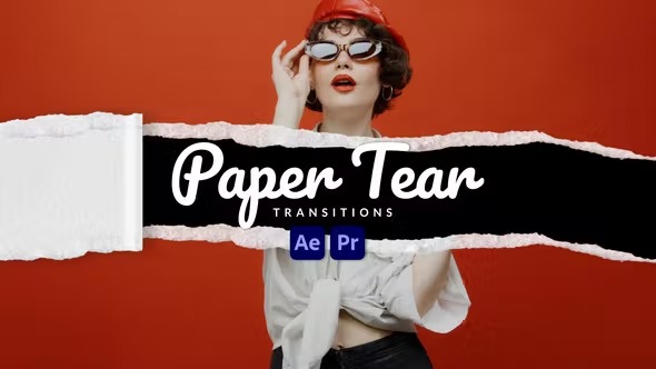 AE/PR模板-视频撕纸效果过渡转场动画 Paper Tear Transitions