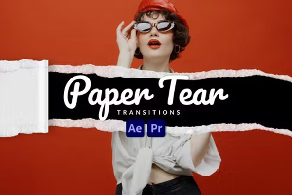 AE/PR模板-视频撕纸效果过渡转场动画 Paper Tear Transitions