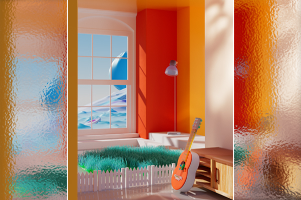 C4D工程-Octane室内吉他场景工程吉他模型室内场景模型