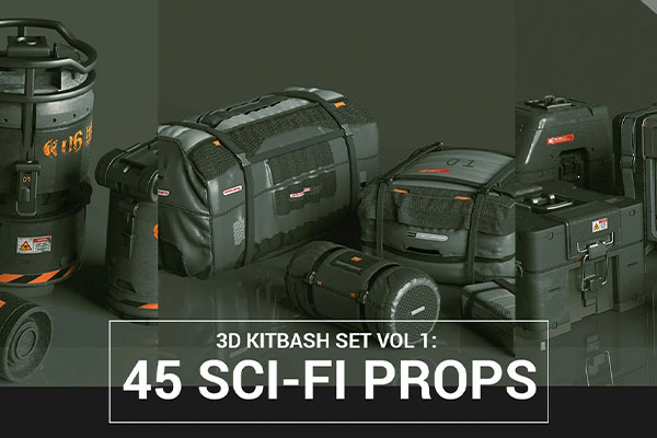 45个线缆箱子模型科幻装备箱模型物资包模型