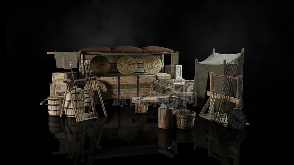 中世纪街道市场建筑3D模型 KitBash3D – Props Medieval Market