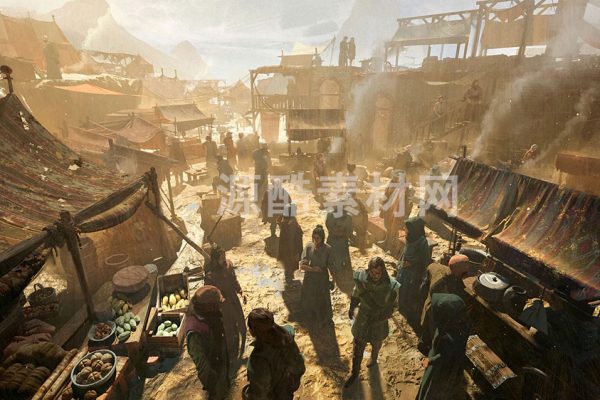 中世纪街道市场建筑3D模型 KitBash3D – Props Medieval Market