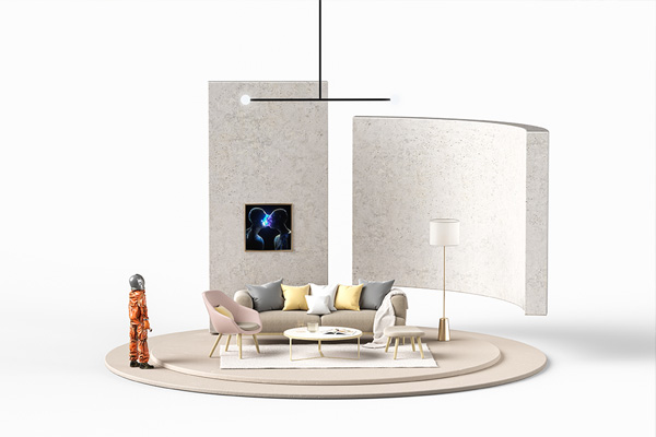 C4D工程-Octane宇航员室内家居场景工程沙发模型椅子模型