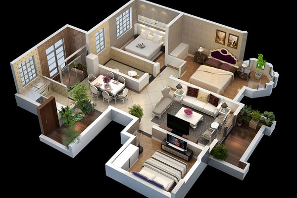 C4D欧式立体户型场景模型