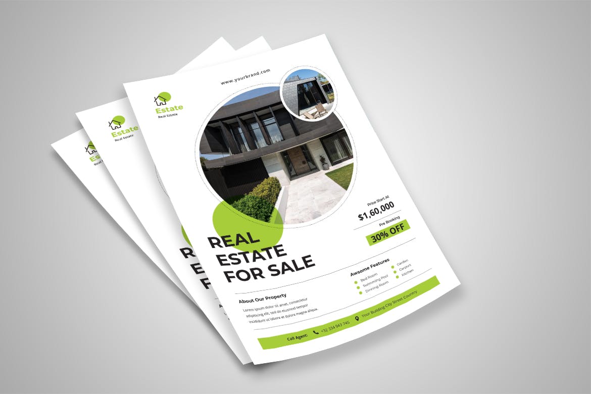房地产促销宣传单设计素材 Real Estate Flyer