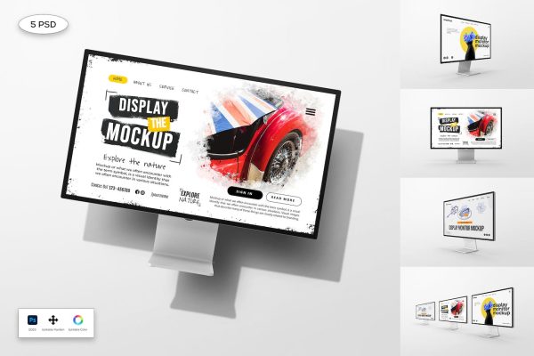 苹果显示器PSD样机模板素材 Display Monitor Mockup