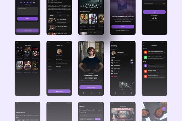 流媒体视频App移动应用程序UI套件