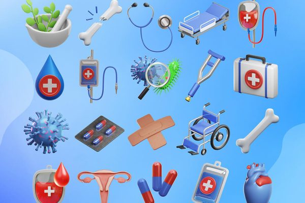 32个医疗3D对象图标模型合集 Medical 3D Icons