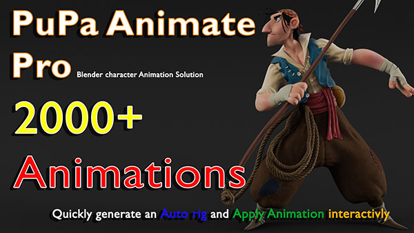Blender插件-三维角色绑定动画预设库 Pupa Animate Pro V1.4.2