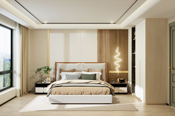 C4D工程-Octane现代卧室场景渲染工程室内工程室内场景模型