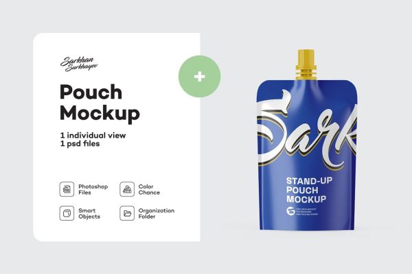 哑光站立袋包装设计样机素材 Matte Stand Up Pouch Mockup