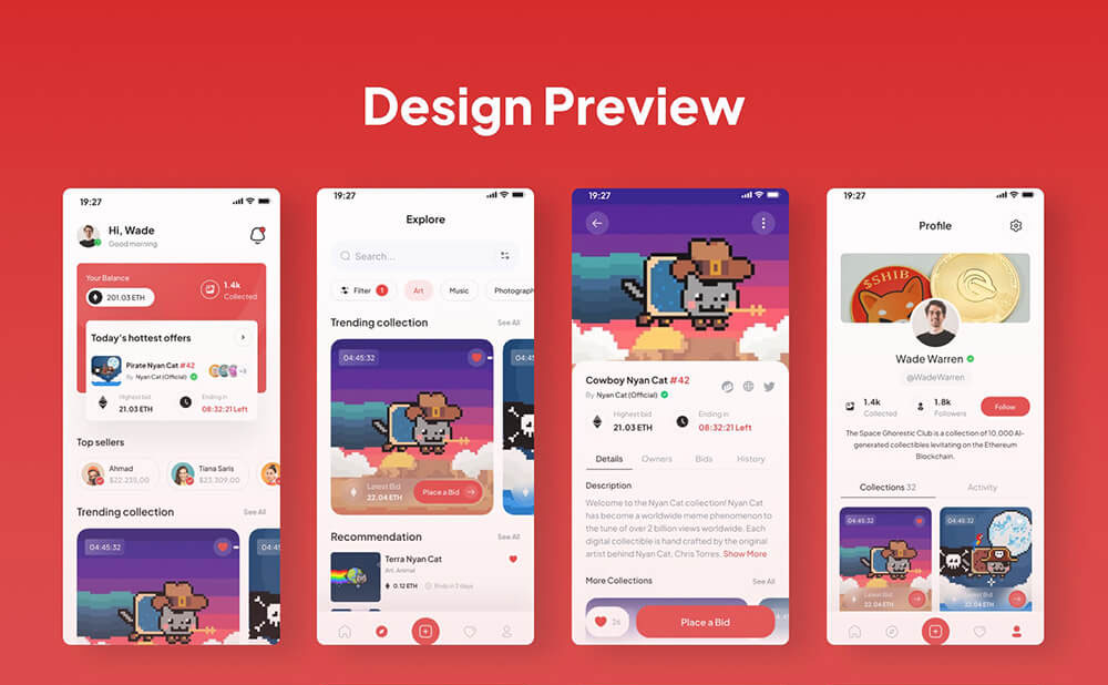 NFT市场收藏App应用程序 UI 套件 NFT Market Collection Apps UI Kits_源酷素材网