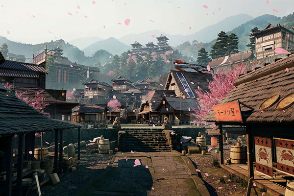 日本幕府时代古建筑模型日式建筑3D模型下载-Kitbash3d-Shogun