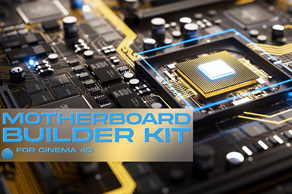 C4D模型-CPU电路主板零件模型+预设