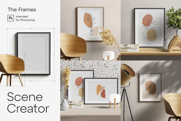 室内场景木框画框样机模板 Frame Mockup Scene Creator