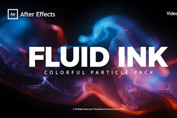 AE模板-4K霓虹彩色粒子流体背景动画模板 Fluid Neon Ink And Particles Pack