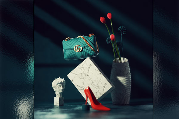 C4D工程-古驰包包产品场景OC渲染工程女包模型高跟鞋模型