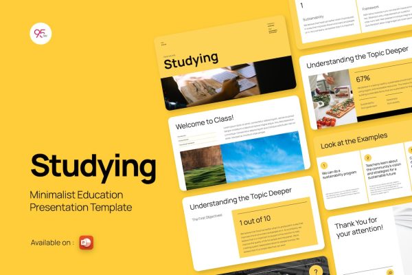 学习教育PPT创意模板 Studying Education Powerpoint Presentation