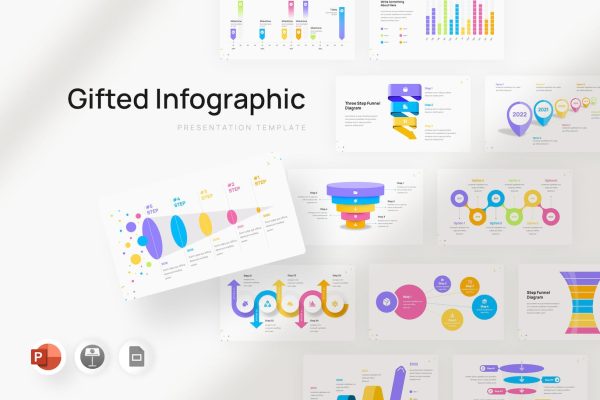 数据展示信息图表元素PPT幻灯片模板下载 Gifted Infographic Powerpoint Template