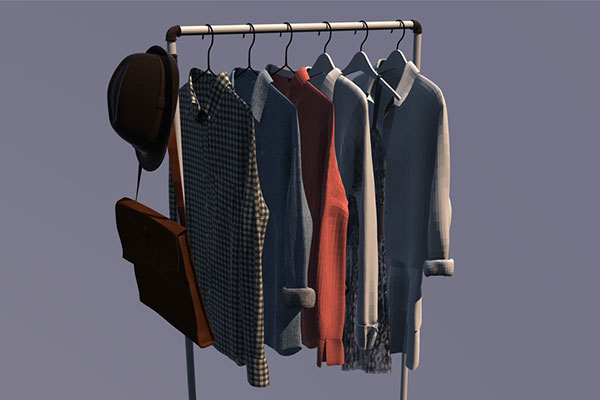 C4D衣架模型衣服鞋子模型-C4D模型素材下载