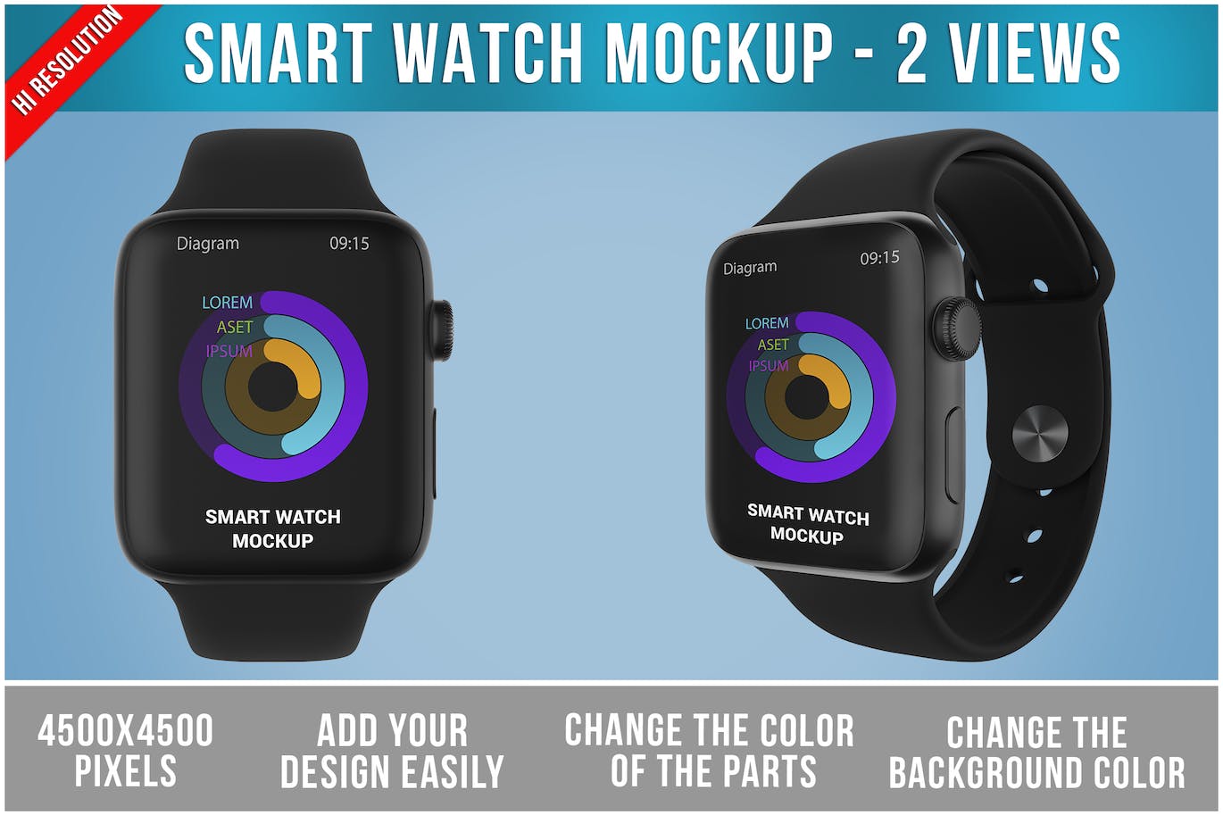 智能手表Watch样机PSD设计素材 Smart Watch Mockup PSD