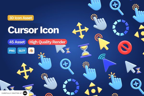 3D鼠标光标图标Blender模型素材下载 3D Cursor Icon