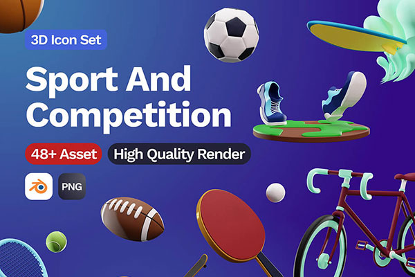 3D运动和比赛图标模型素材包 3D Sport And Competition Icon
