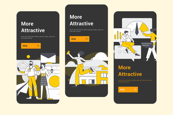 团队主题线条扁平矢量插画设计素材