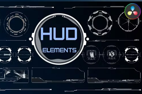 达芬奇40种科技感HUD界面元素动画模板 HUD Elements for DaVinci Resolve