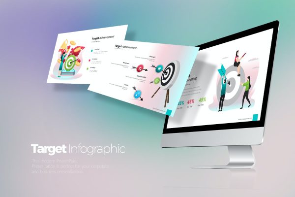 中靶图表PPT幻灯片设计模板 Target Achievement PowerPoint Presentation