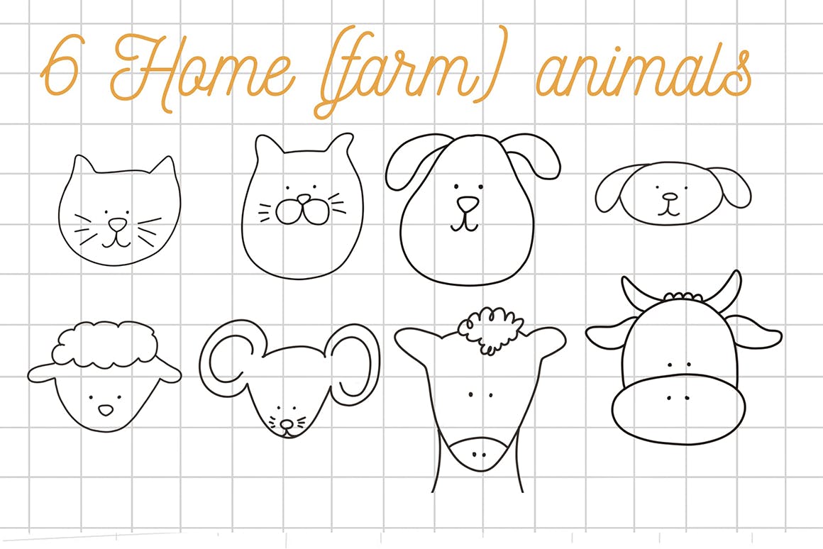 可爱的动物形状Procreate笔刷 Cute animals Procreate stamps