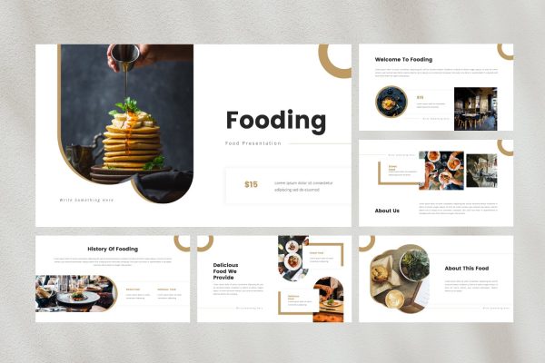 食品菜单展示幻灯片演示PPT模板 Fooding – Food PowerPoint Template
