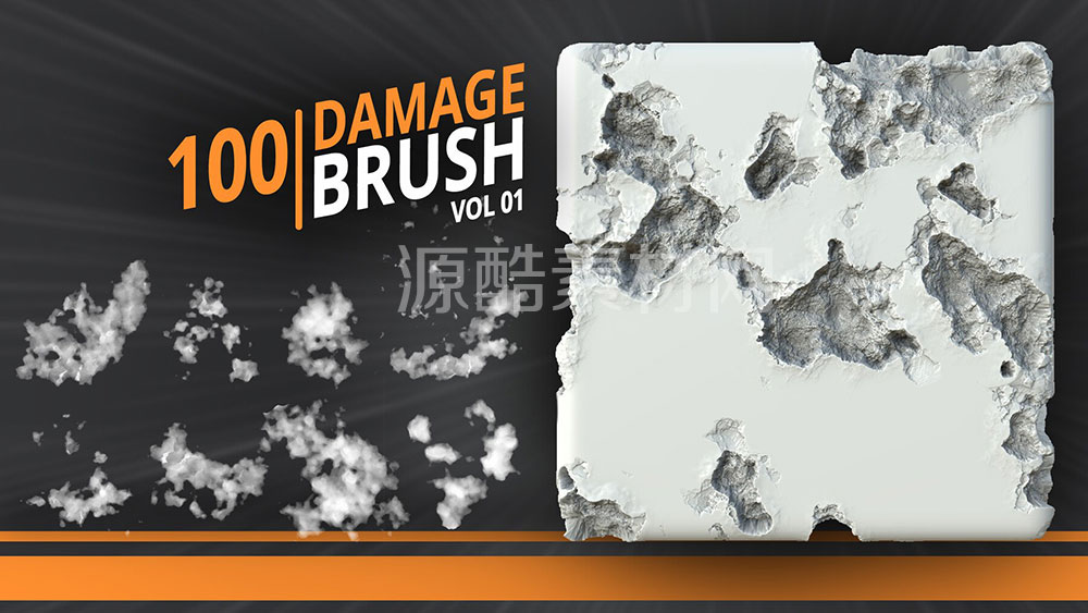 100张4K损坏裂纹纹理贴图材质素材下载 100 Damage Brush – Vol 01
