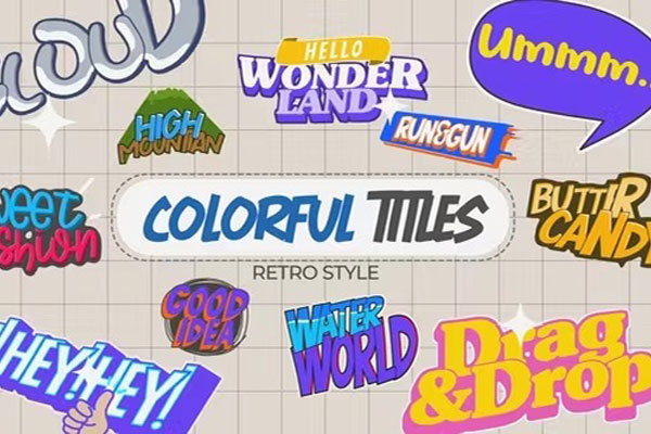 AE模板-12个多彩可爱卡通活力有趣文字动画 Colorful Titles