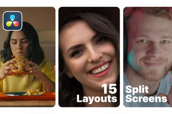 达芬奇模板-15种视频分屏效果多屏展示动画预设 Split Screen for Davinci Resolve