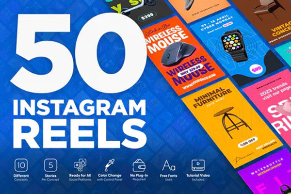 AE模板-50组竖屏商品海报封面展示动画 Shopping Instagram Reels