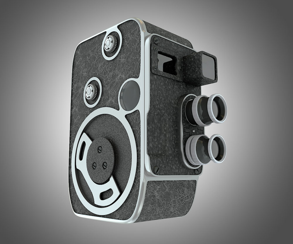 C4D模型-简约石英灰复古相机模型数码摄影设备模型下载