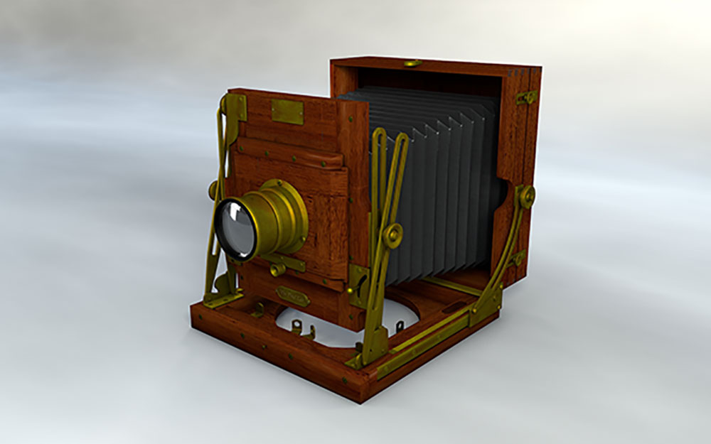 老式复古皮腔折叠相机模型-C4D模型下载