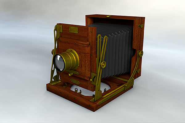 老式复古皮腔折叠相机模型-C4D模型下载