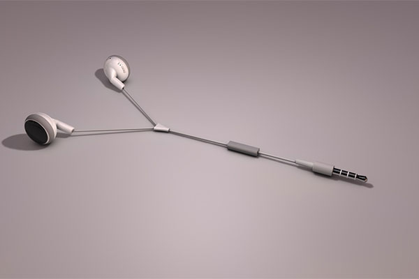 手机有线耳机模型-C4D模型免费下载