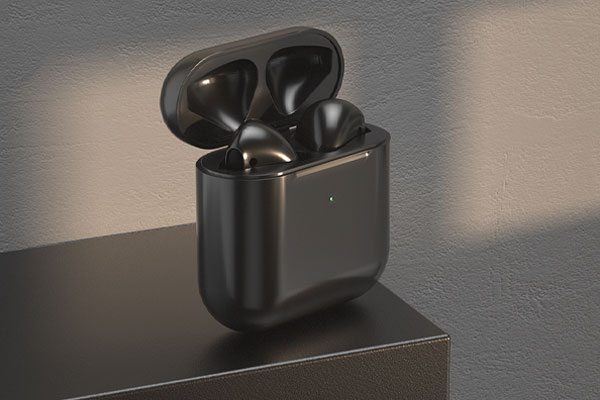 C4D工程-AirPods黑色蓝牙耳机产品渲染工程无线蓝牙耳机模型