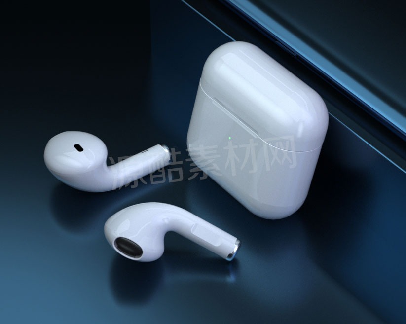 C4D工程-苹果蓝牙耳机渲染工程AirPods耳机产品场景模型