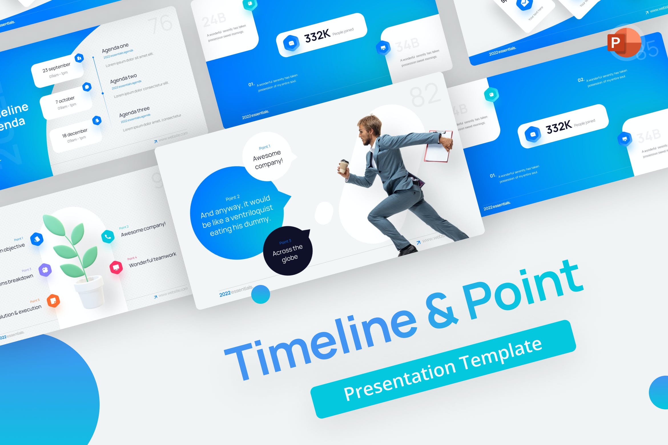 时间线PPT设计模板素材 Timeline & Point PowerPoint Template
