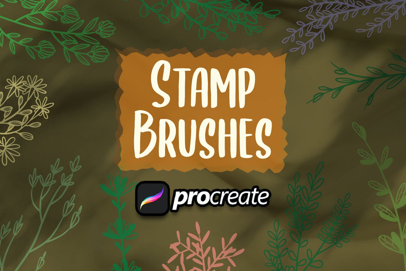 植物叶子Procreate印章绘画笔刷素材 Botanical Leaf Brush Stamp Procreate