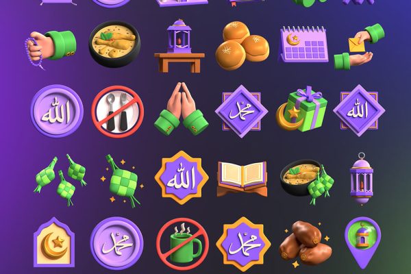 斋月3D图标插画模型素材下载