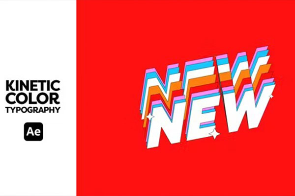 AE模板-40种创意有趣动态彩色文字标题排版动画 Kinetic Color Typography